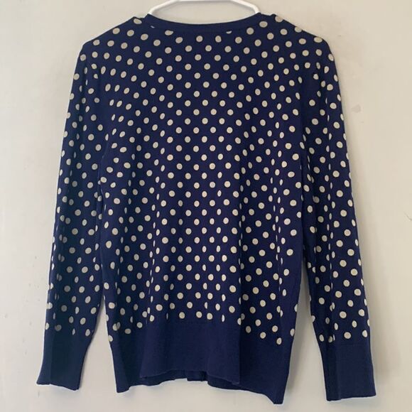 SPENSE SWEATER Navy and tan polka dot cardigan Size M NWT - Picture 5 of 8
